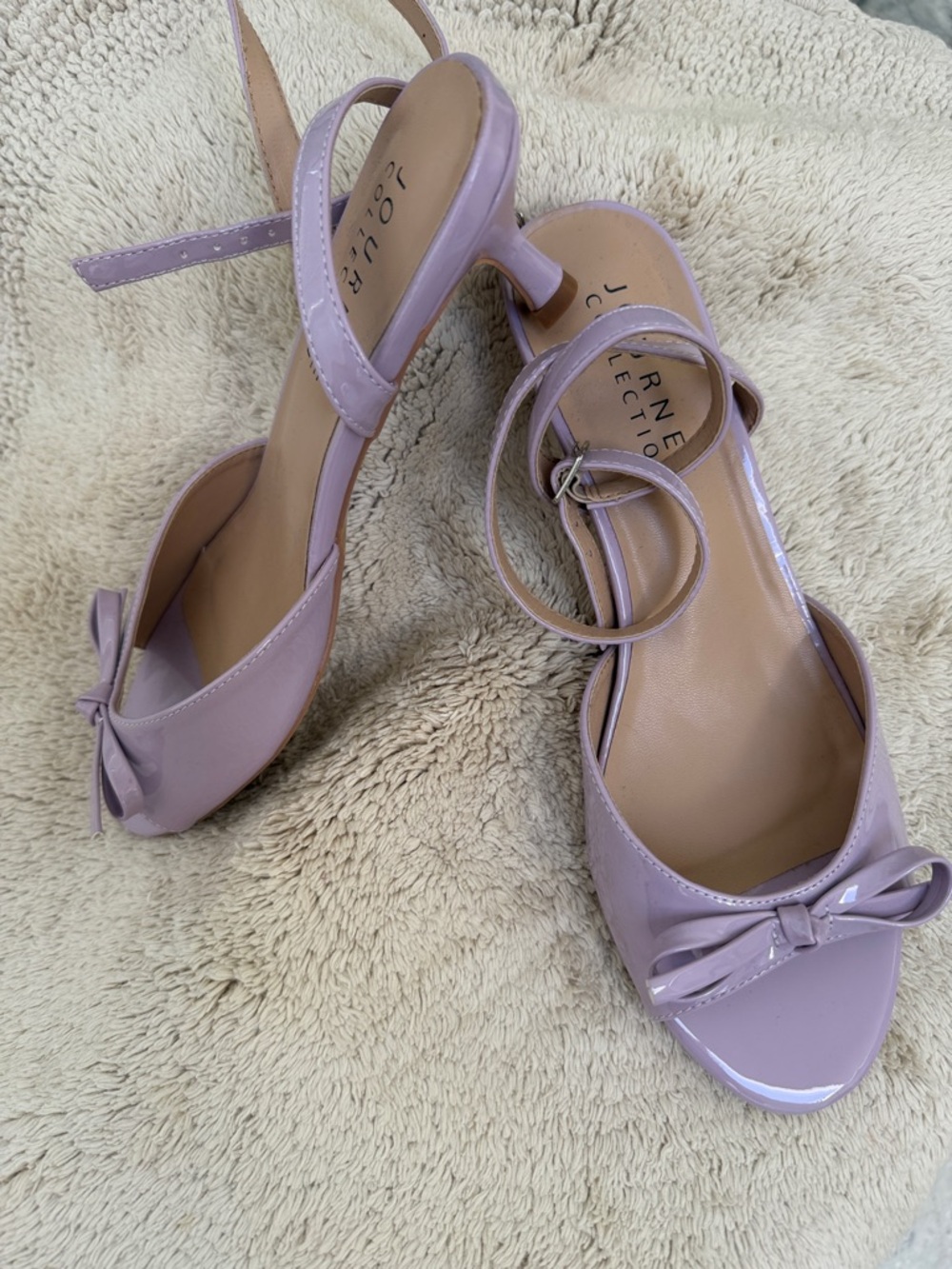Lavender Bow Ankle Wrap Heels
